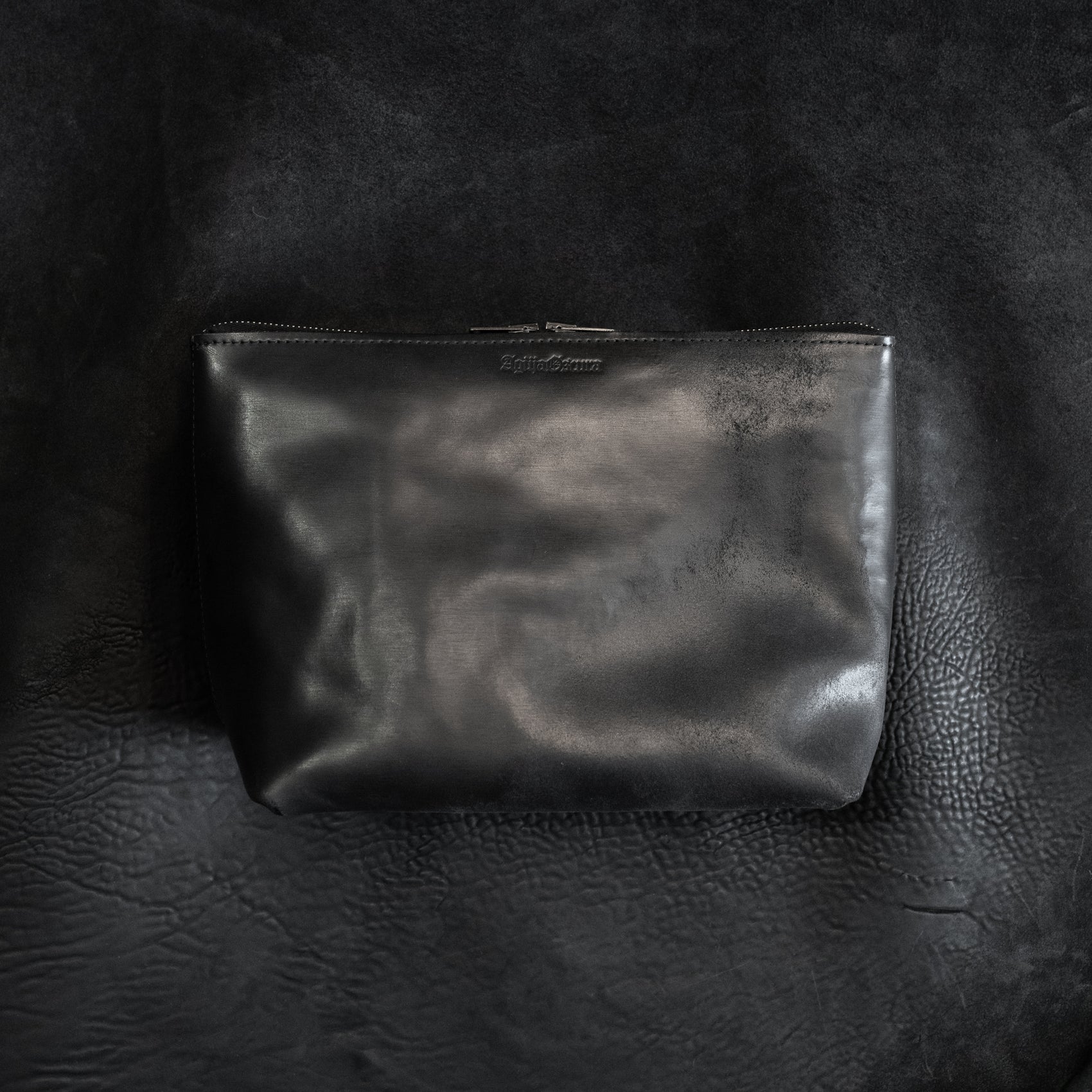 Everyday Zipper Pouch (Polished Horsehide Black)